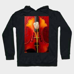 Single White Tulip And Baroque Violin Hoodie